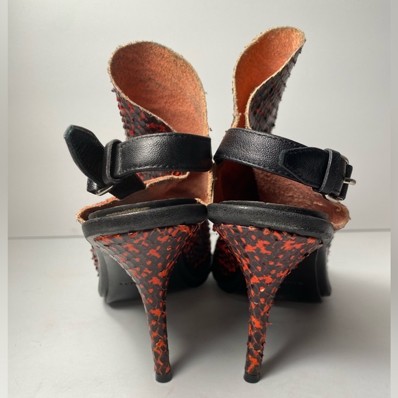 Balenciaga glove snake embossed sandals heels red black 36 - Picture 5 of 15